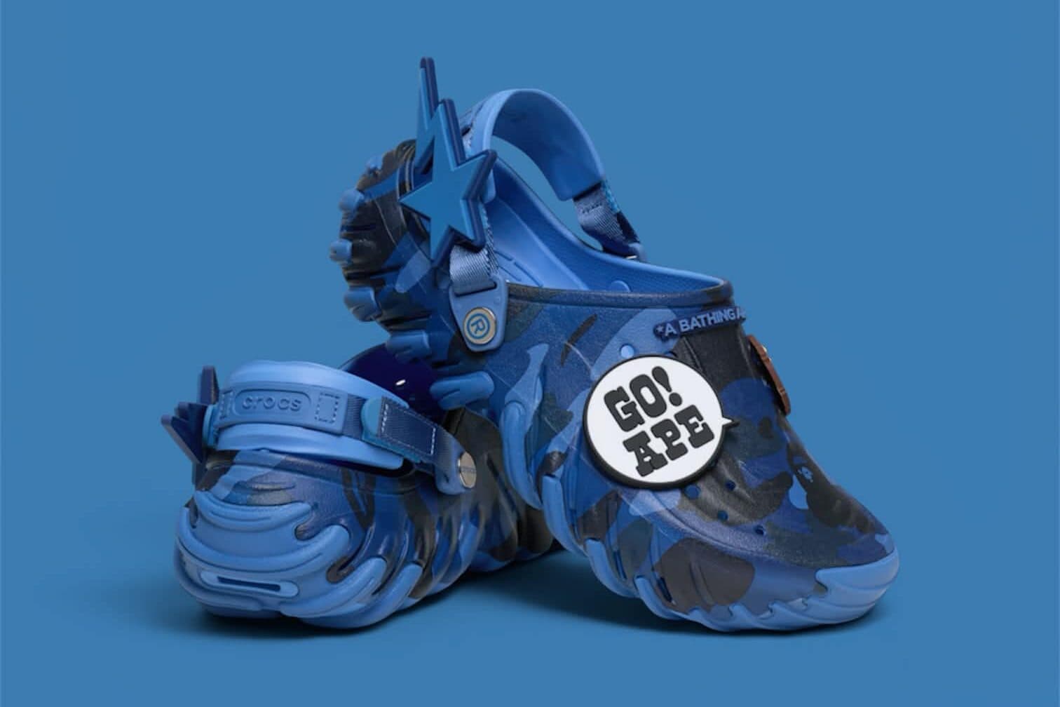 BAPE x Crocs Echo RO Clog "Powder Blue" release photo
