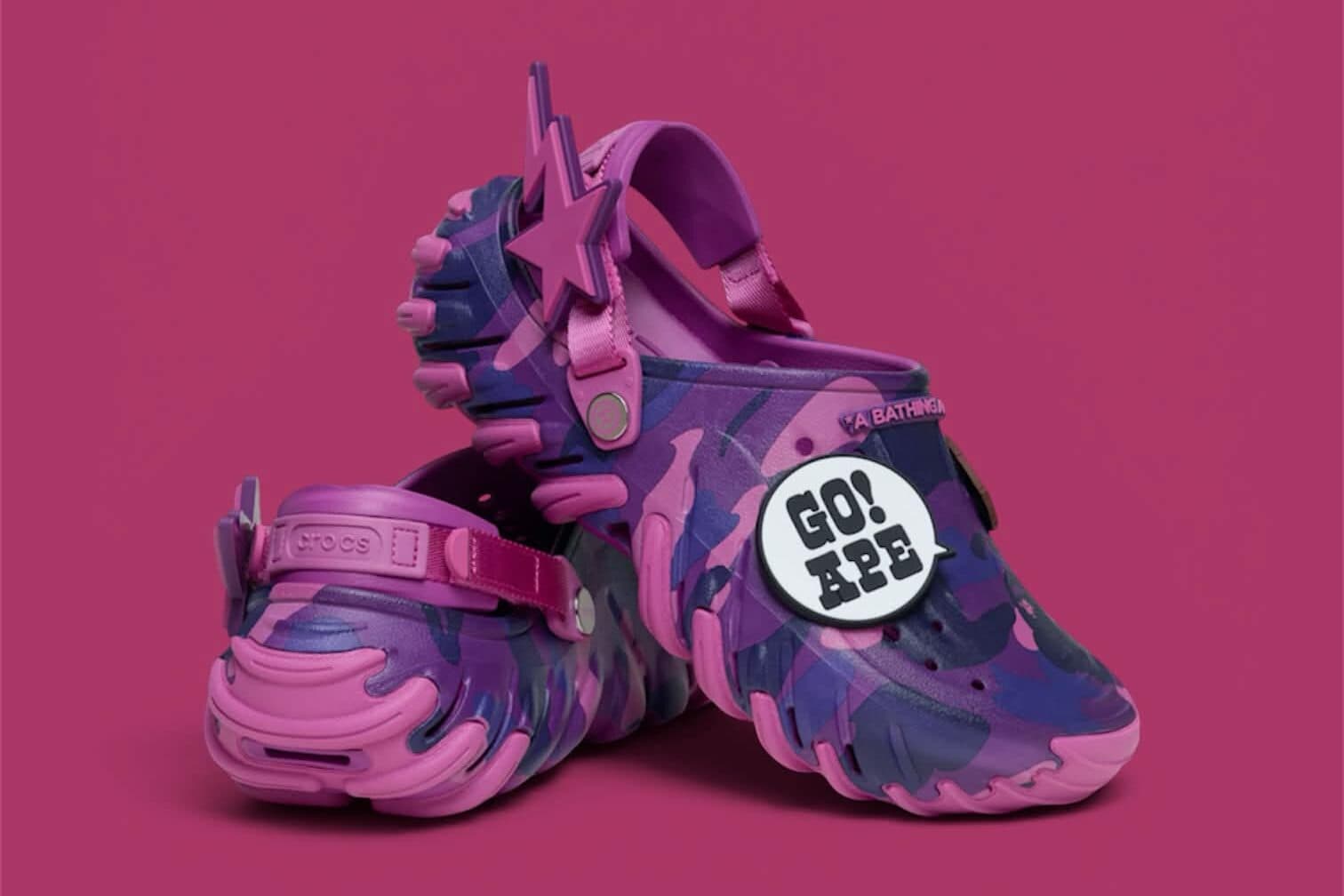 BAPE x Crocs Echo RO Clog "Grapeberry" release photo