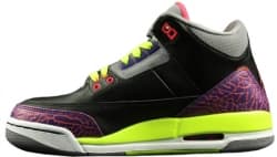 AIR JORDAN 3 RETRO GIRL'S BLACK/ATOMIC RED-CEMENT GREY-VOLT Read more: http://solecollector.com/Sneakers/Release-Dates/#ixzz2dAz3su4x Jordan release photo