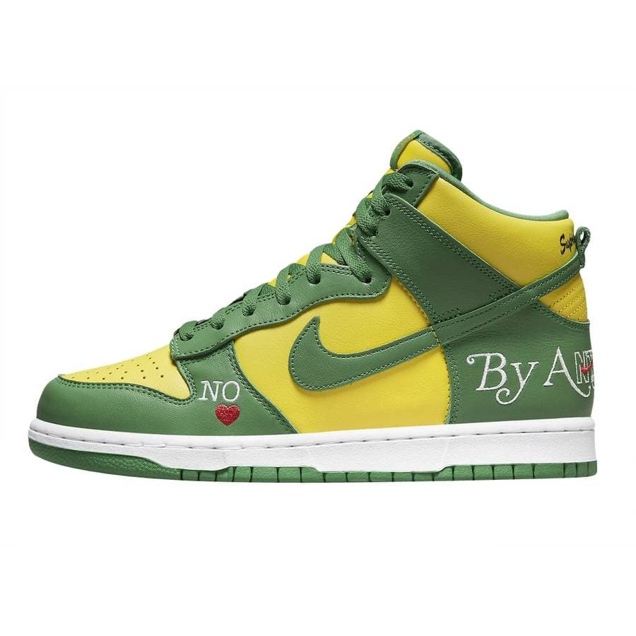 Supreme®/nike® Sb Dunk High By Any Means (Yellow/green) release photo 1