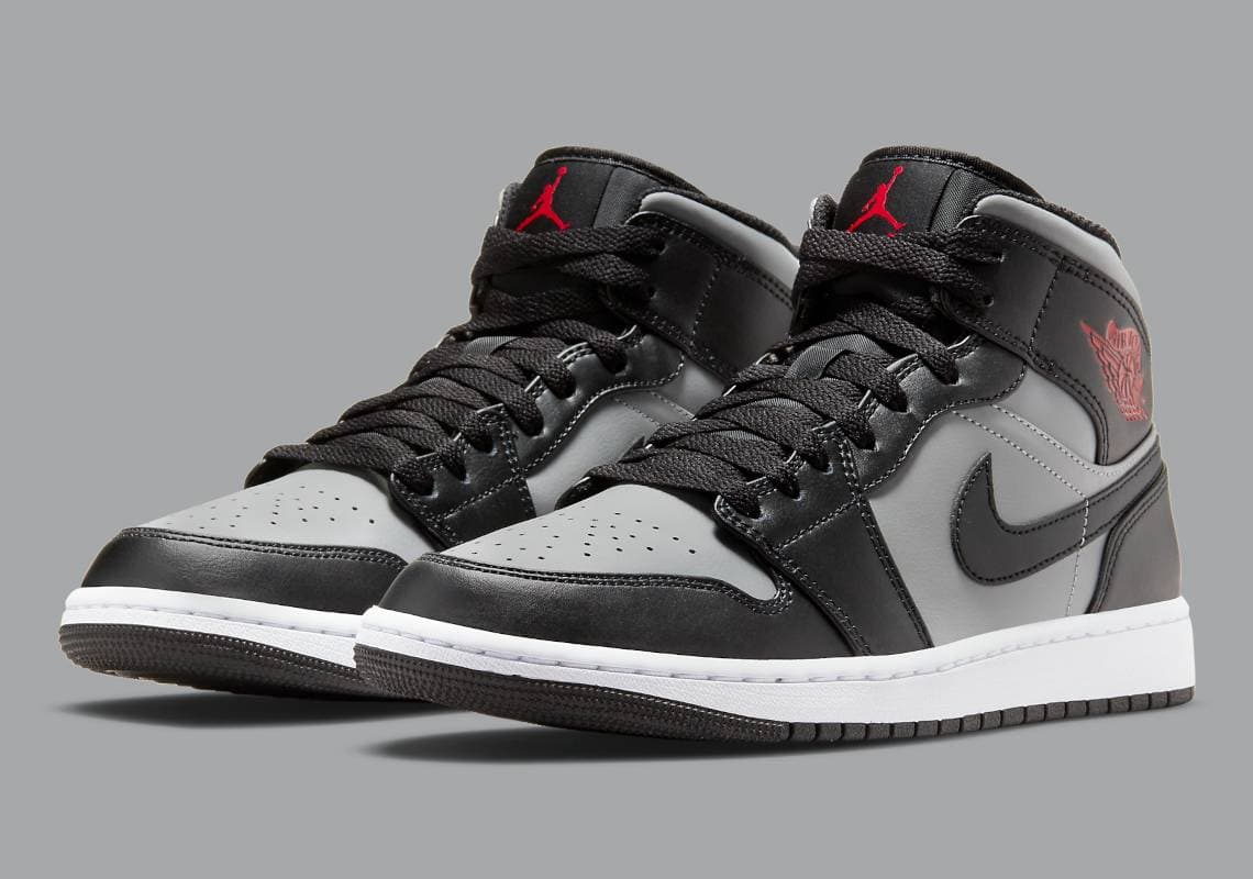Air Jordan 1 Mid "Grey/Black/Red" Jordan release photo