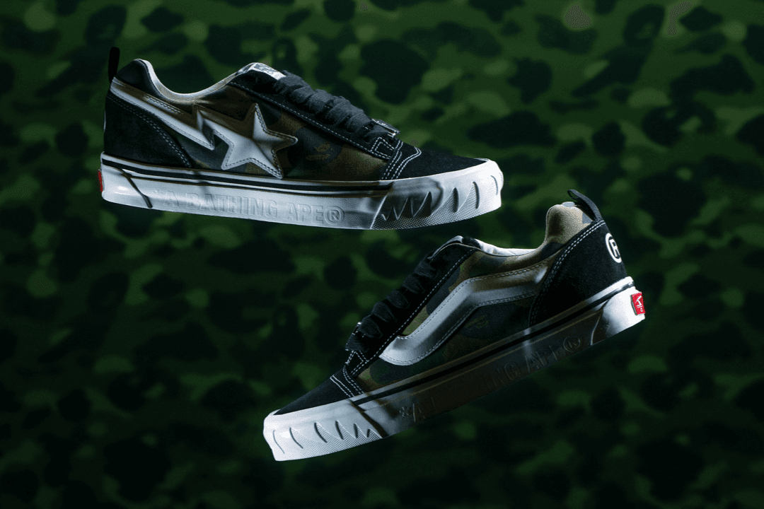 BAPE x Vans Premium Knu Skool "Camo Green" release photo