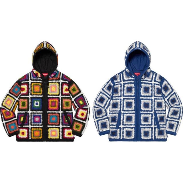 Supreme Crochet Hooded Zip Up Sweater release photo
