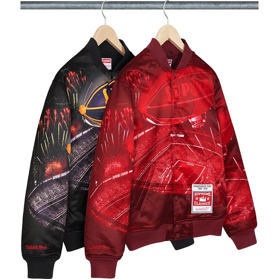 Supreme®/mitchell & Ness® Stadium Satin Varsity Jacket release photo 1