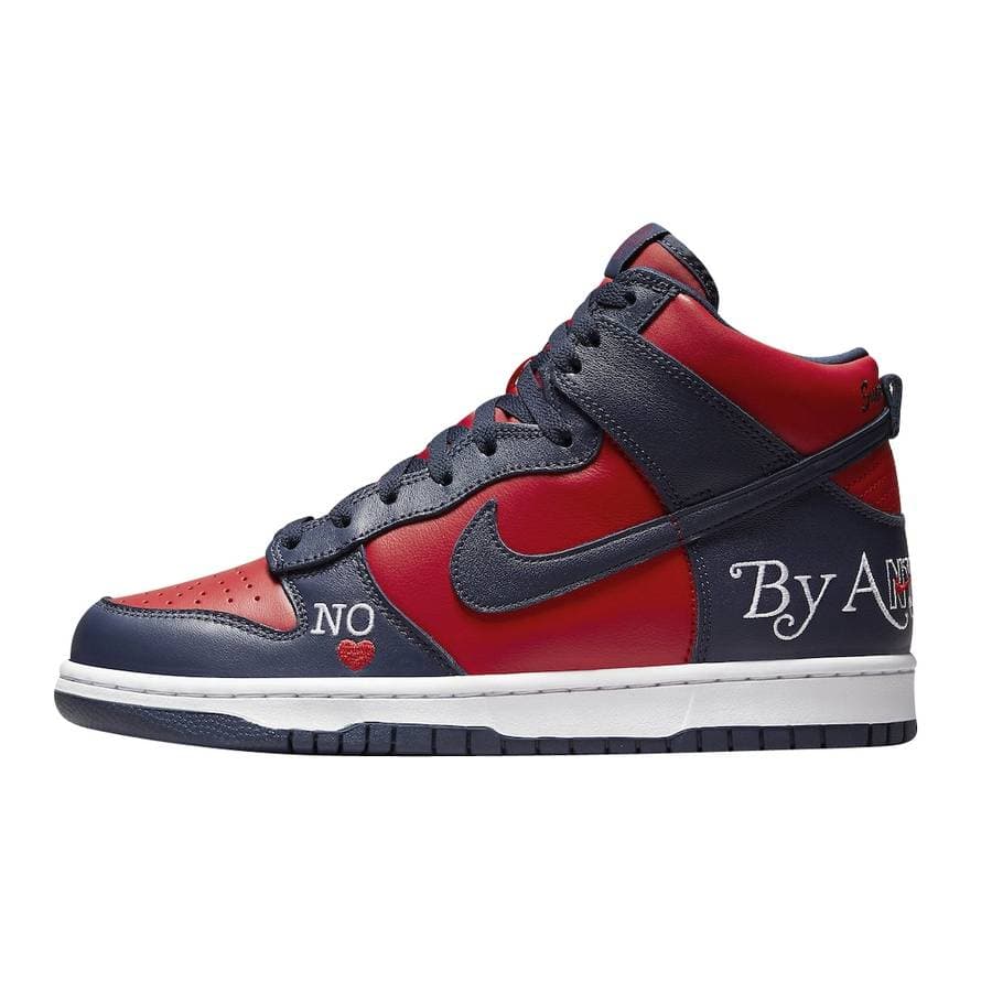 Supreme®/nike® Sb Dunk High By Any Means (Navy/red) release photo 1