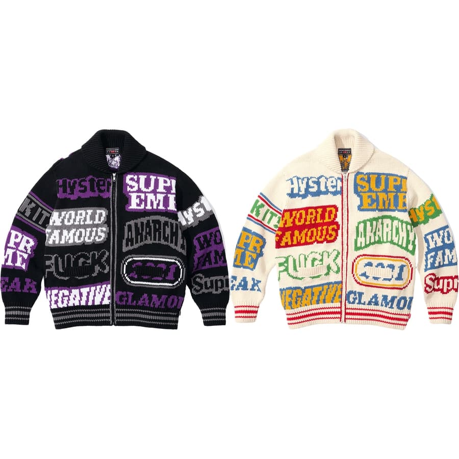 Supreme®/HYSTERIC GLAMOUR Logos Zip Up Sweater release photo 1