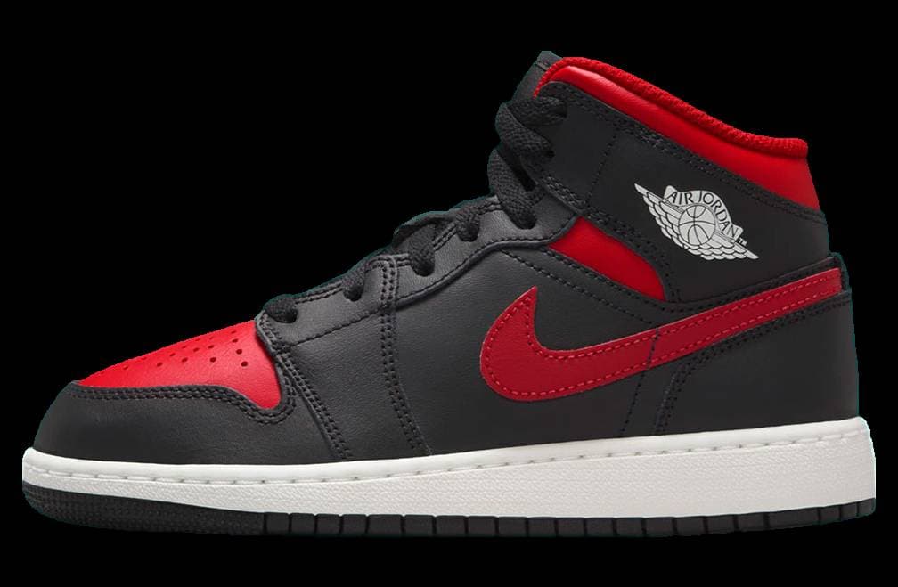 Air Jordan 1 Mid Bred Black / Red Jordan release photo