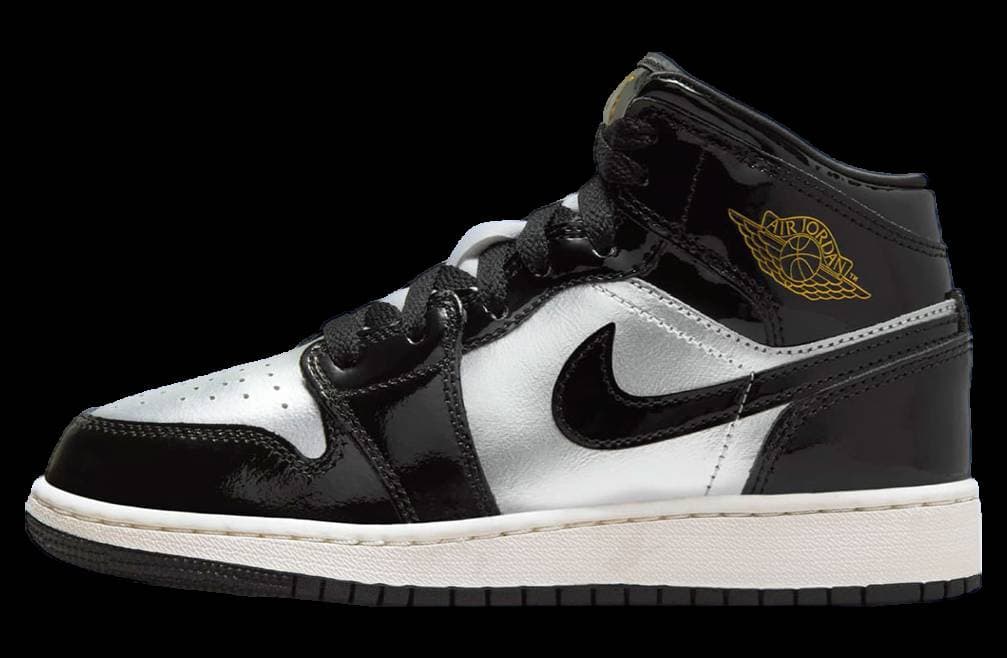Air Jordan 1 Mid GS Black / Metallic Silver Jordan release photo