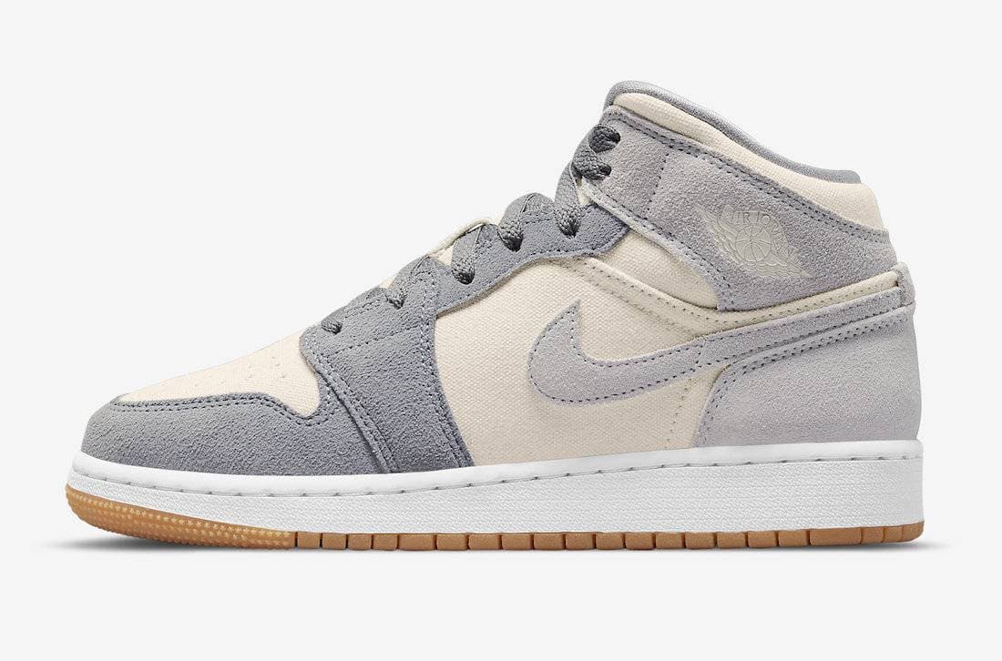 Air Jordan 1 Mid GS Cream Grey Jordan release photo