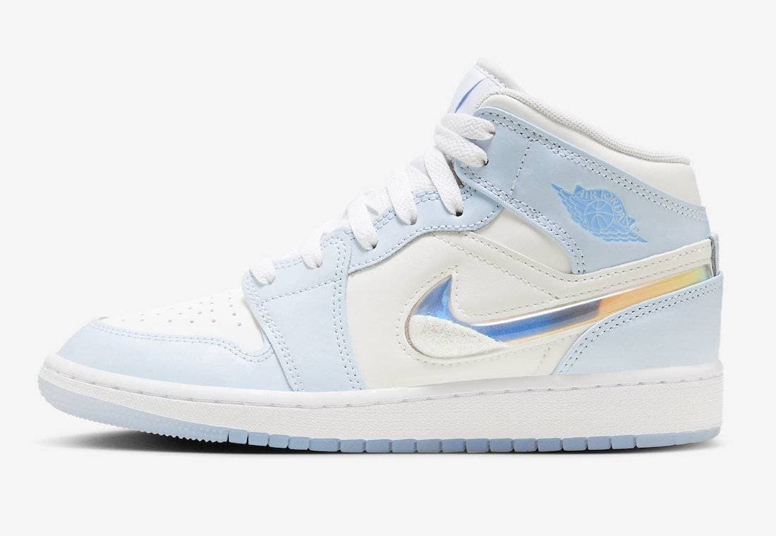 Air Jordan 1 Mid GS Glitter Swoosh Jordan release photo