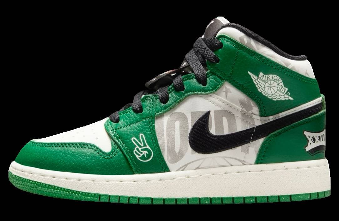 Air Jordan 1 Mid GS Pine Green / White Jordan release photo