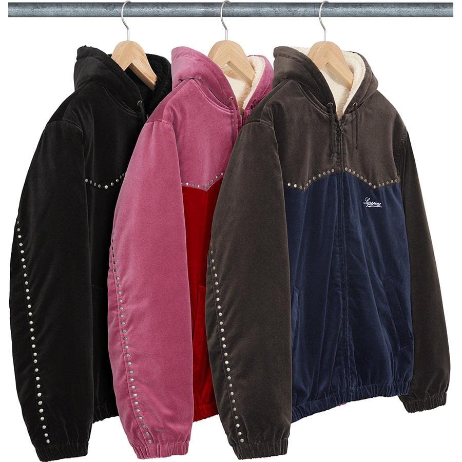 Supreme Studded Velvet Hooded Work Jacket release photo 1