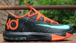 NIKE KD VI BLACK/GREEN GLOW-URBAN ORANGE release photo 1