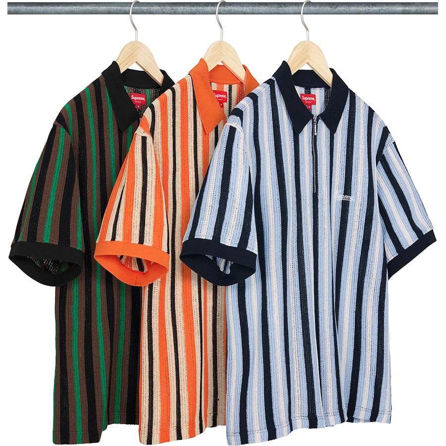 Open Knit Stripe Zip Polo release photo 1