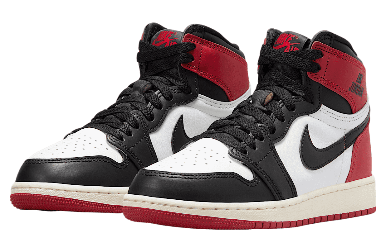 Air Jordan 1 High OG Black Toe GS White / Varsity Red release photo 5