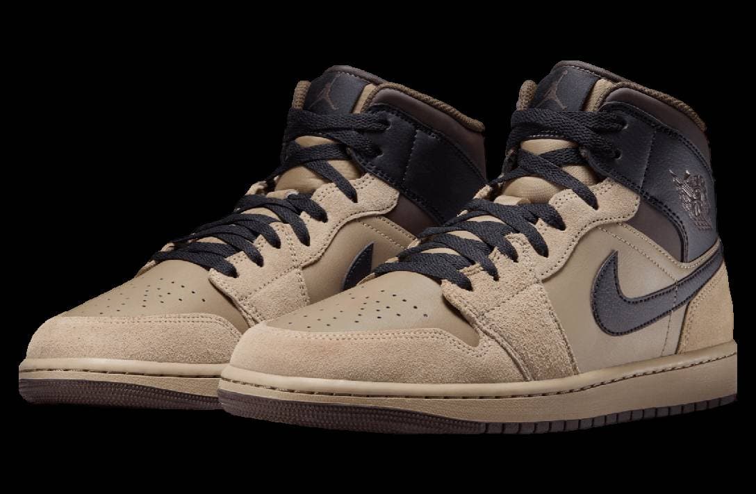 Air Jordan 1 Mid Khaki / Baroque Brown release photo 2