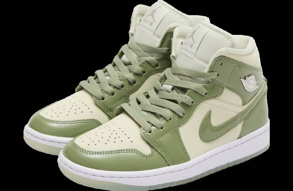 Air Jordan 1 Mid Sea Glass / Oil Green release photo 2