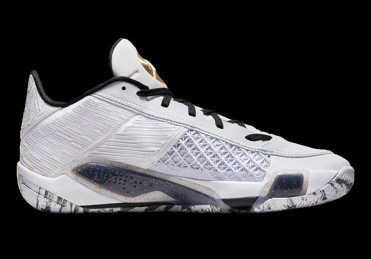 Air Jordan 38 Low White Metallic Gold release photo 3