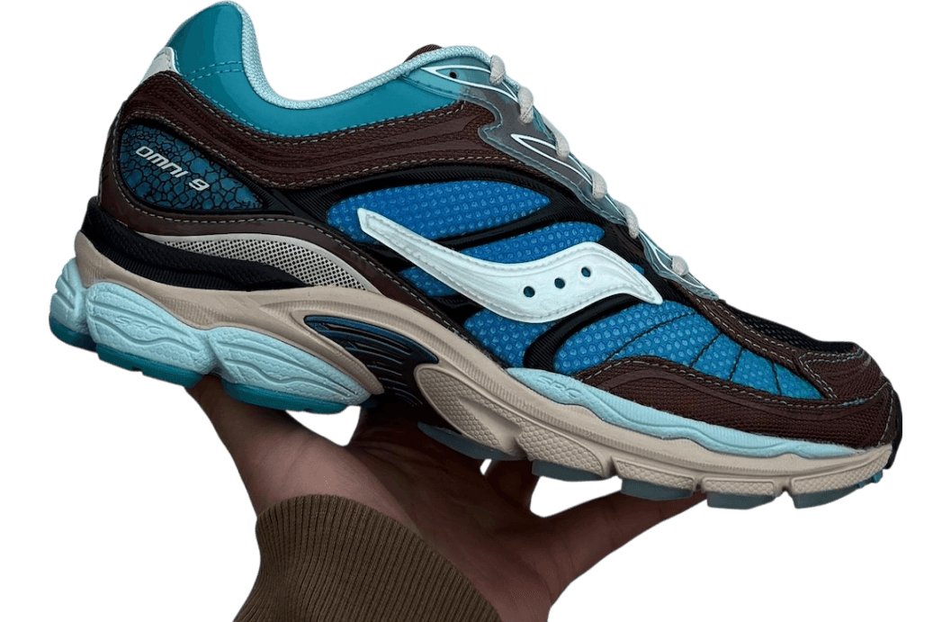 Footpatrol x Saucony Progrid Omni 9 Blue / Brown release photo 7