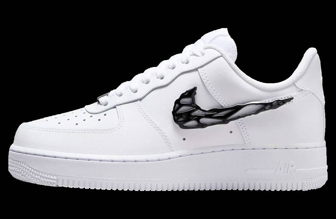 Nike Air Force 1 Low Shredded Metal Swoosh White / Black release photo 1