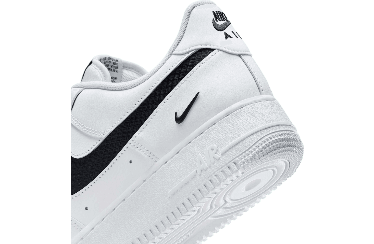 Nike Air Force 1 Low White / Black Nylon Swoosh release photo 3