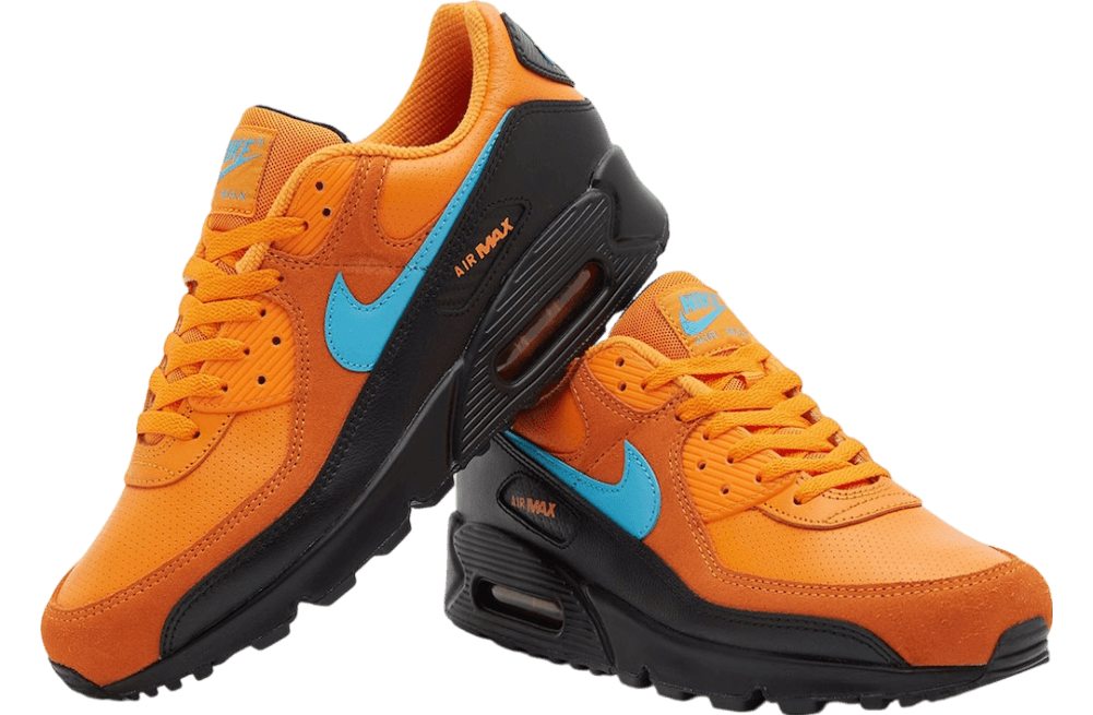 Nike Air Max 90 GS Mandarin / Blue Fury release photo 2