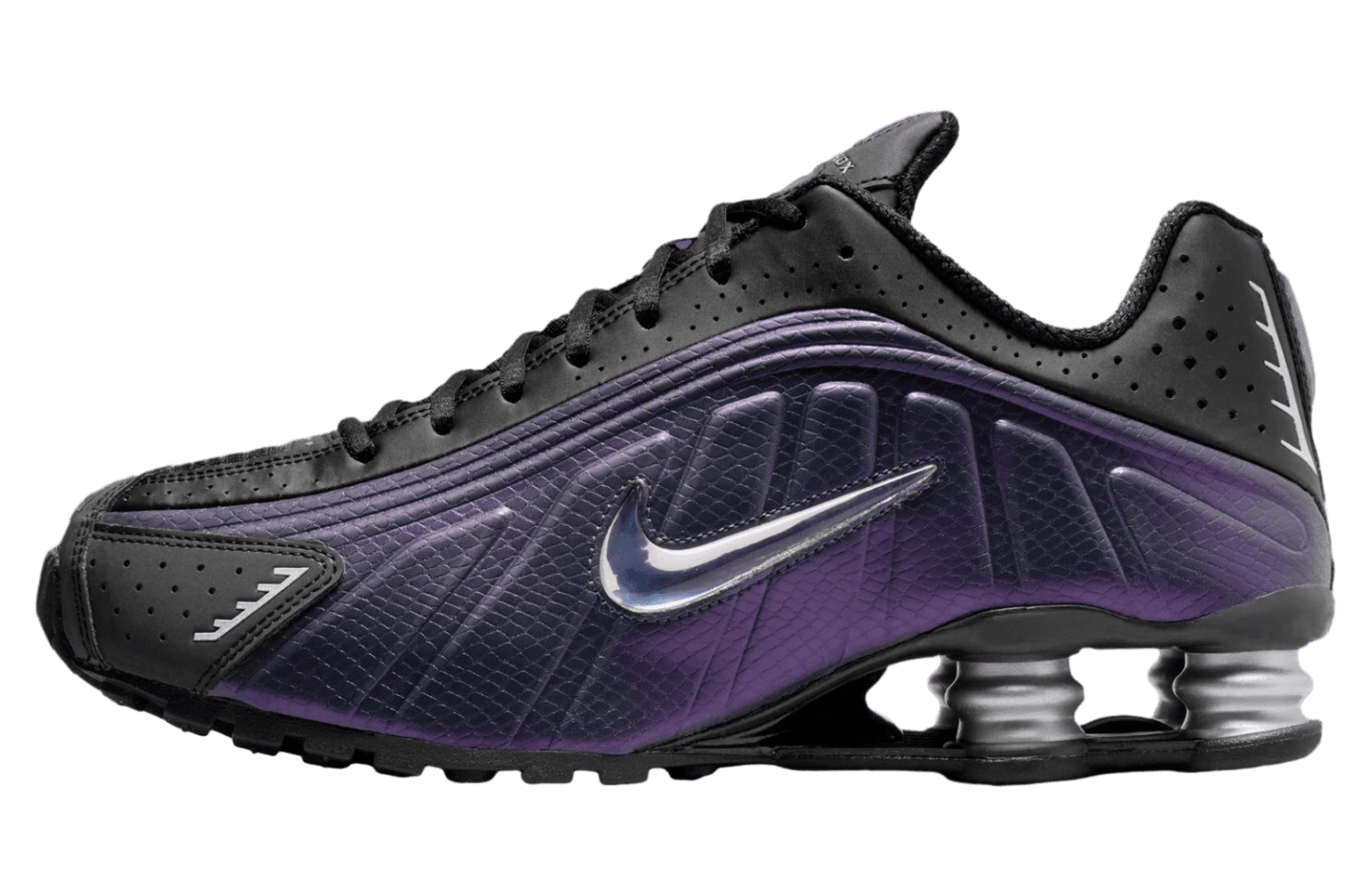 Nike Shox R4 Black / Metallic Silver / Purple Dynasty Nike release photo