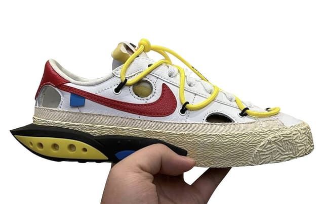 Off-White X Nike Blazer Low White University Red Nike release photo