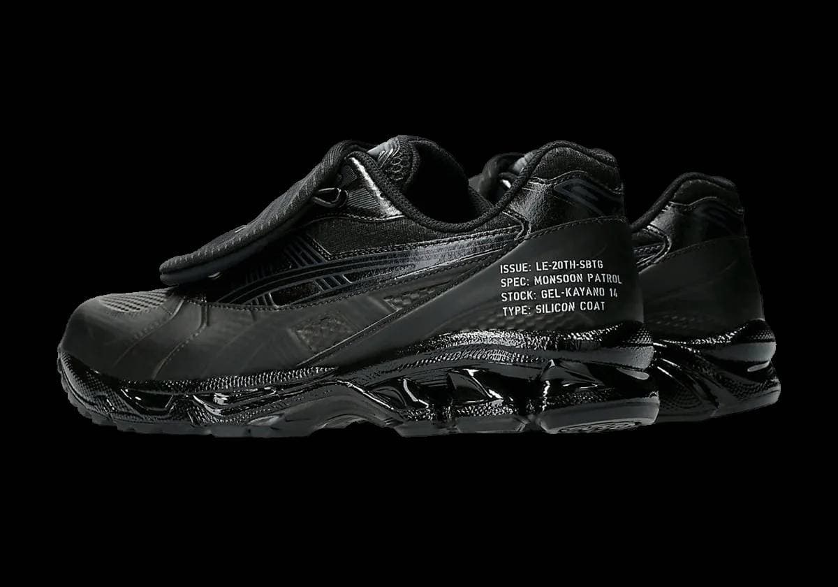 SBTG x Asics Gel Kayano 14 Monsoon Patroi Black release photo 5