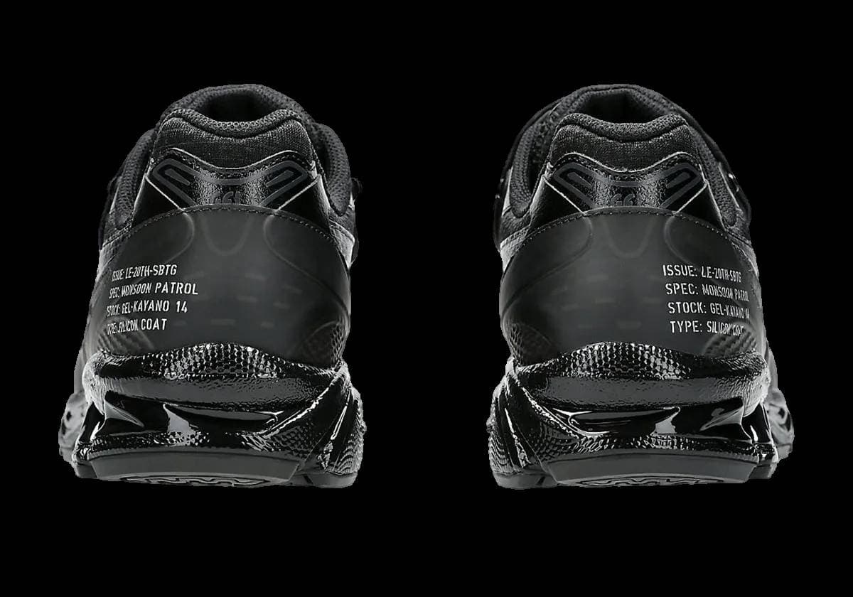SBTG x Asics Gel Kayano 14 Monsoon Patroi Black release photo 6