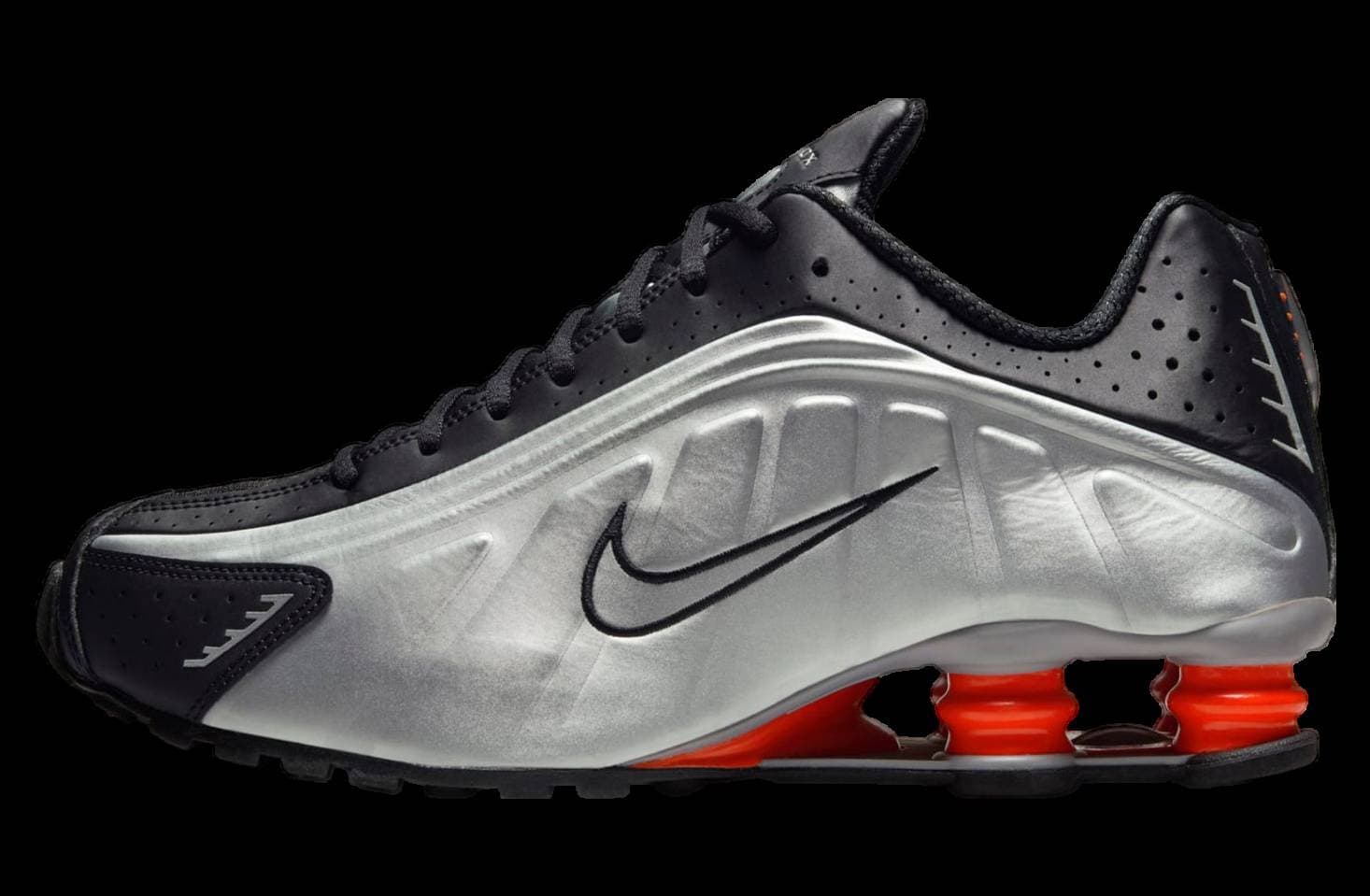 The Nike Shox R4 Metallic Silver / Red release photo 1