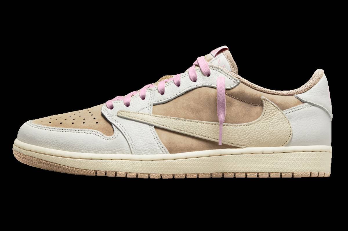 Travis Scott x Air Jordan 1 Low OG Sail/Shy Pink release photo 1