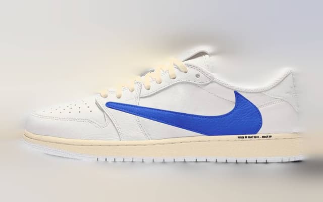 Travis Scott x Fragment Air Jordan 1 Low Sail / Military Blue Jordan release photo
