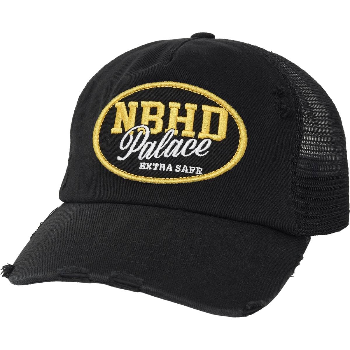 Palace Neighborhood Mesh Trucker Black Denim release photo 1