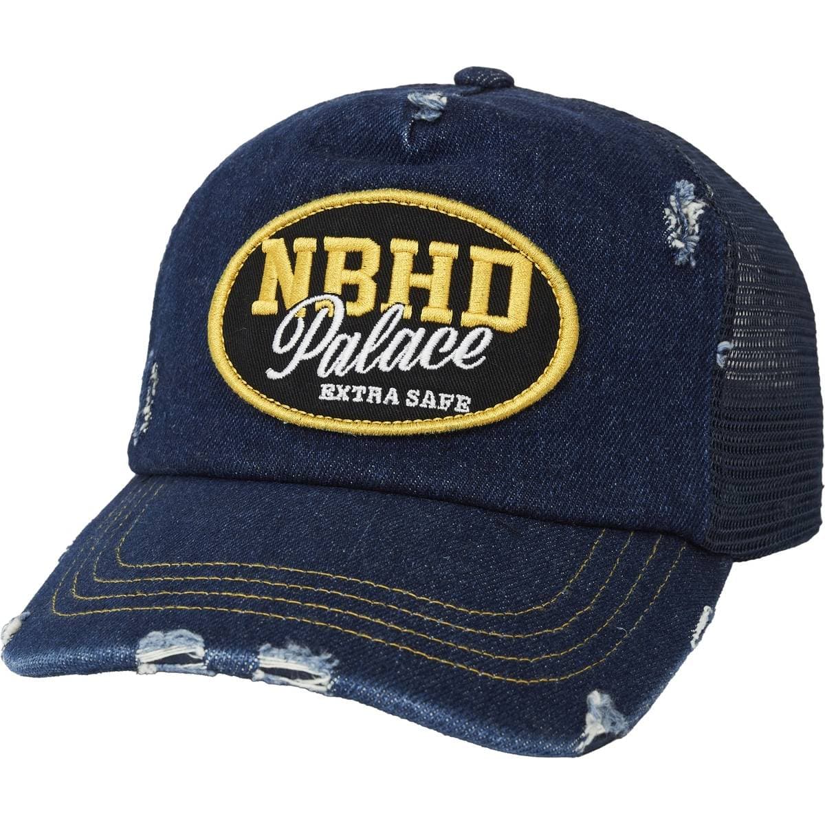 Palace Neighborhood Mesh Trucker Blue Denim release photo 1