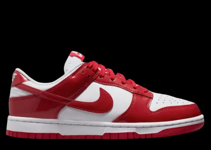 Nike Dunk Low SE Patent White University Red (W) release photo 1