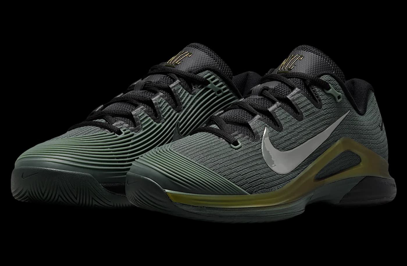Nike Vapor 12 Prm Camo Green / Metallic Gold (Hard Court) release photo 5