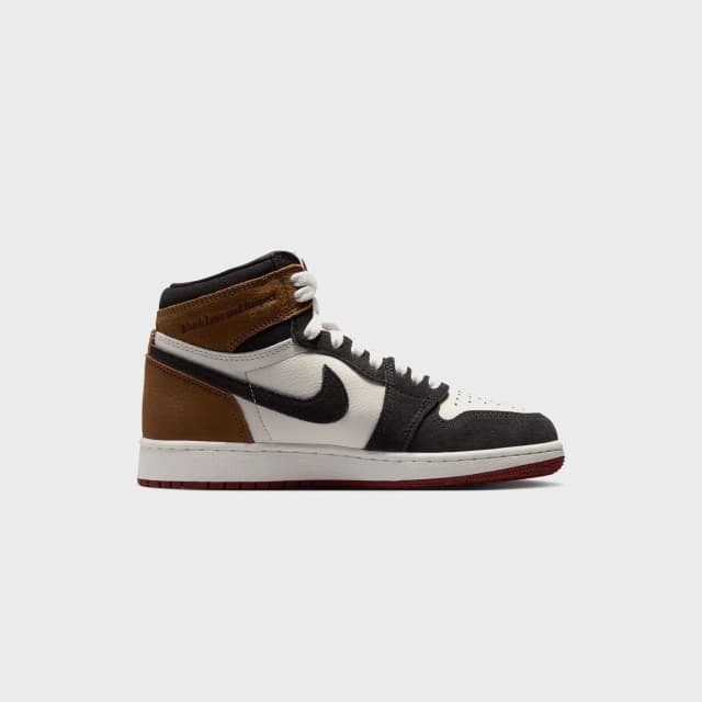Jordan GS Air Jordan 1 High OG - Shadow Brown / Soft Pearl / Light British Tan / Team Red Jordan release photo