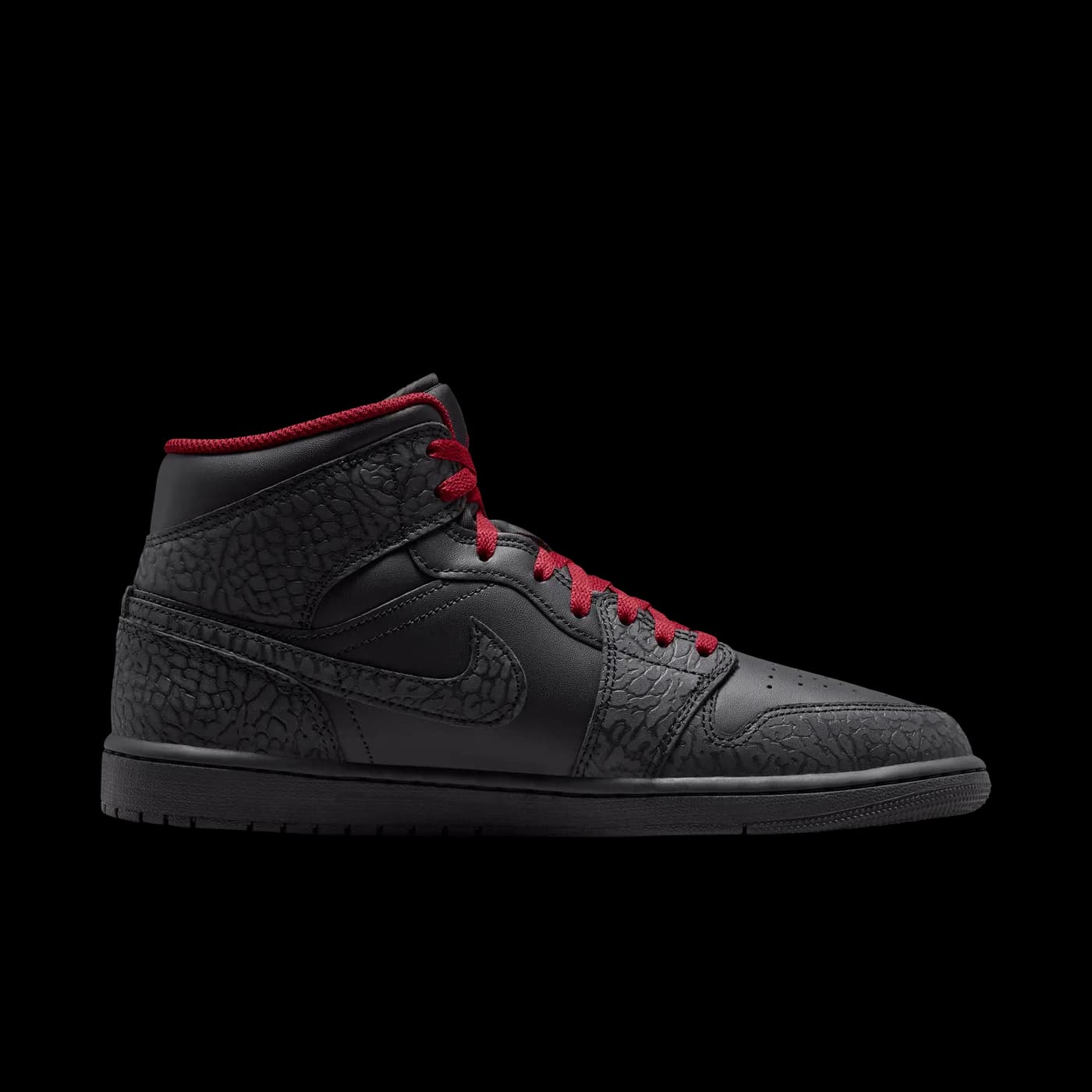 Air Jordan 1 Mid SE Elephant Print Black Tough Red release photo 4