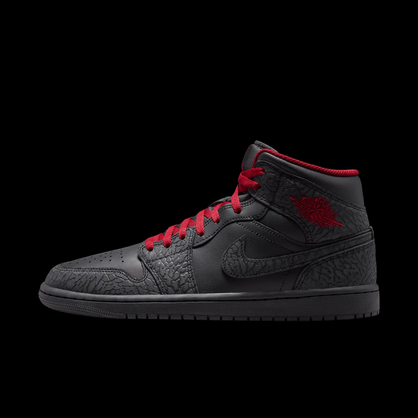 Air Jordan 1 Mid SE Elephant Print Black Tough Red release photo 2
