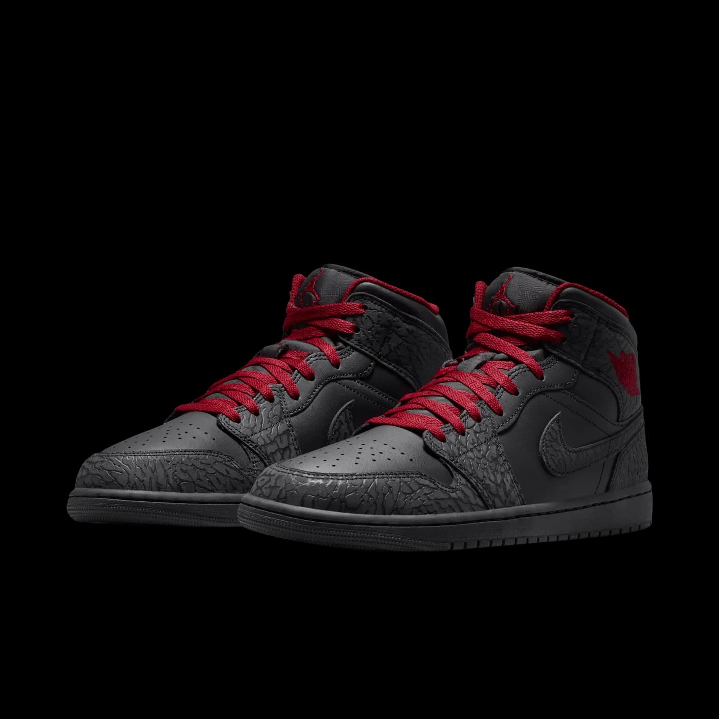 Air Jordan 1 Mid SE Elephant Print Black Tough Red release photo 6