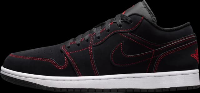Air Jordan 1 Low Black / White / University Red Jordan release photo