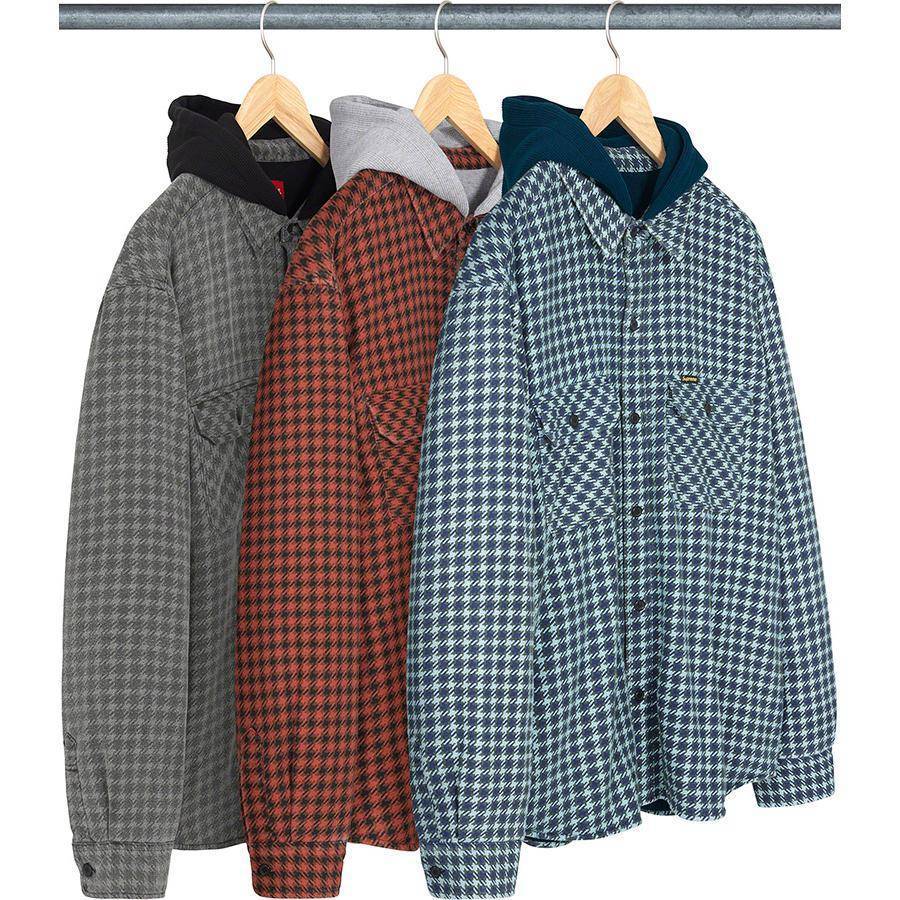Houndstooth Flannel Hooded Shirt