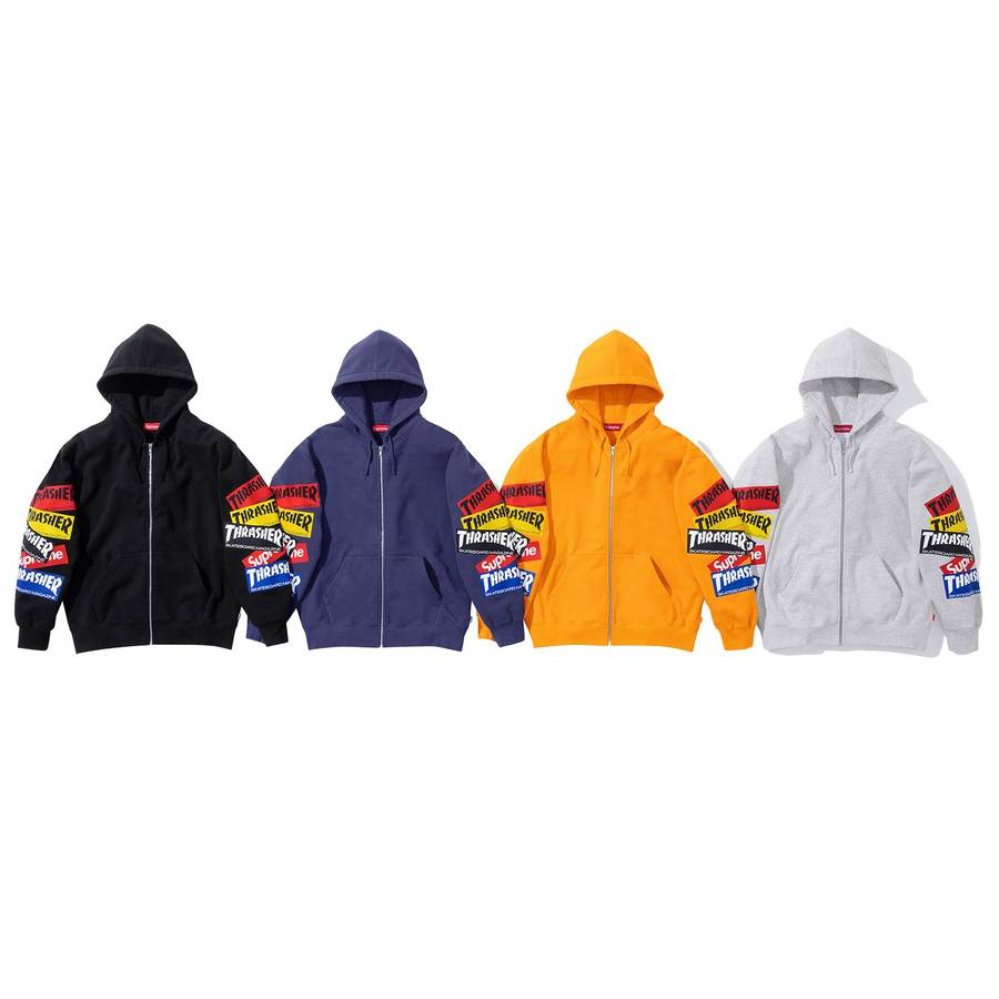 Supreme®/thrasher® Multi Logo Zip Up Hooded Sweatshirt