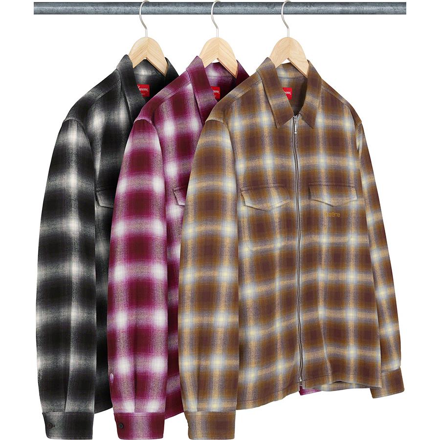 Shadow Plaid Flannel Zip Up Shirt