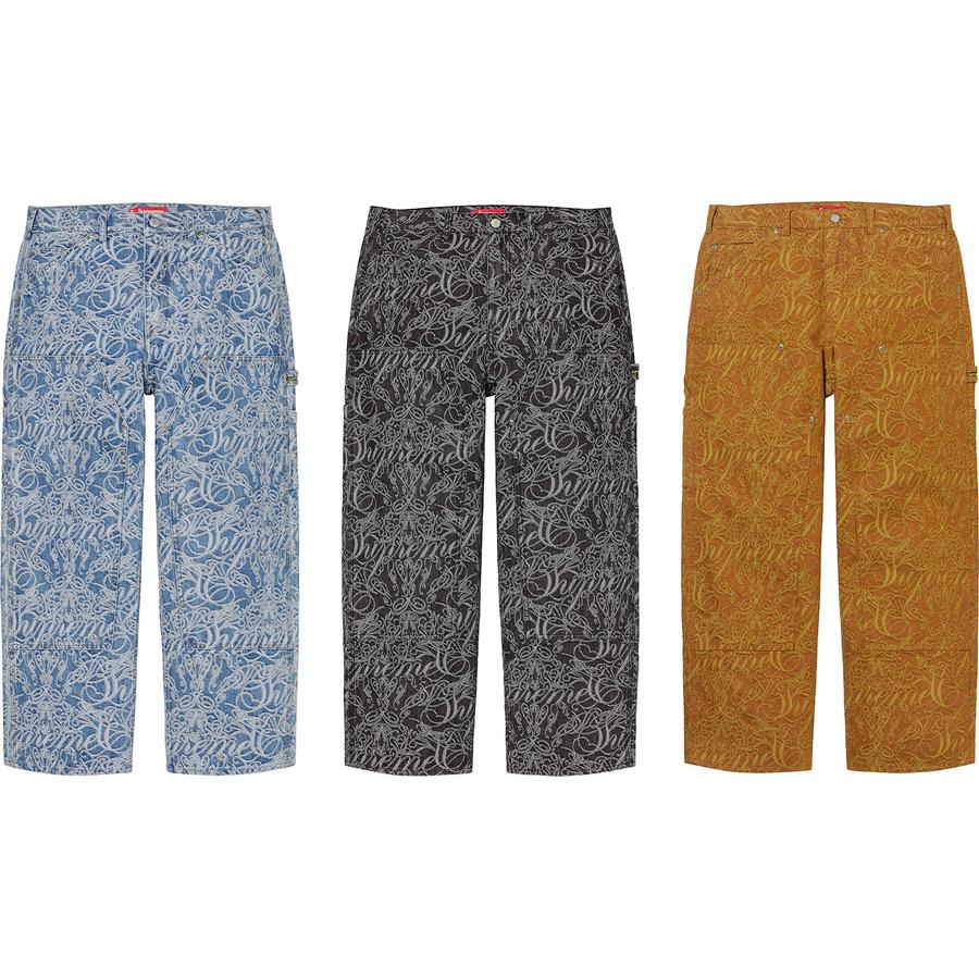 Script Jacquard Double Knee Denim Painter Pant