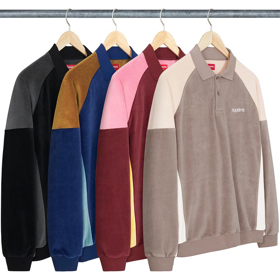 Paneled Velour L/s Polo