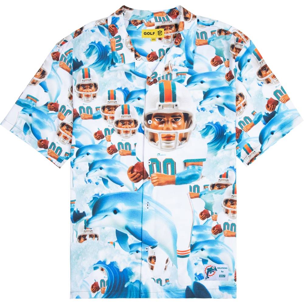 Dolphins Mascot Rayon Button Up