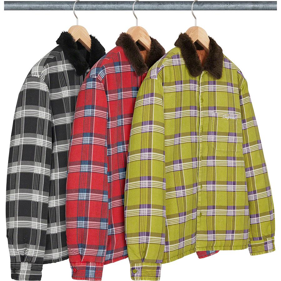 Faux Fur Collar Flannel Shirt