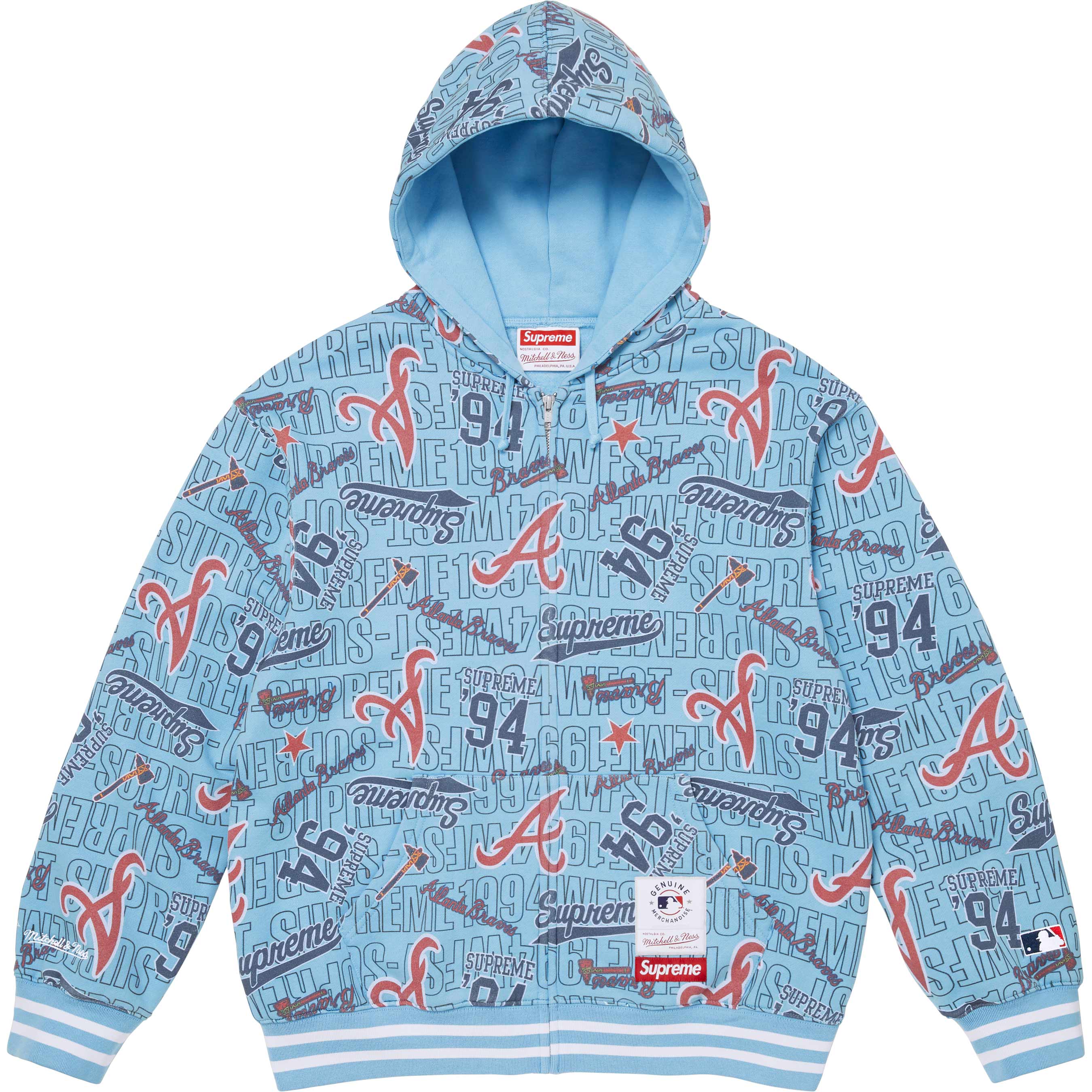 Supreme®/Mitchell & Ness® Teams Zip Up Hooded Sweatshirt